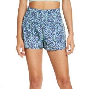 Free People Movement Green Blue Floral The Way Home Shorts Large Active Abstract